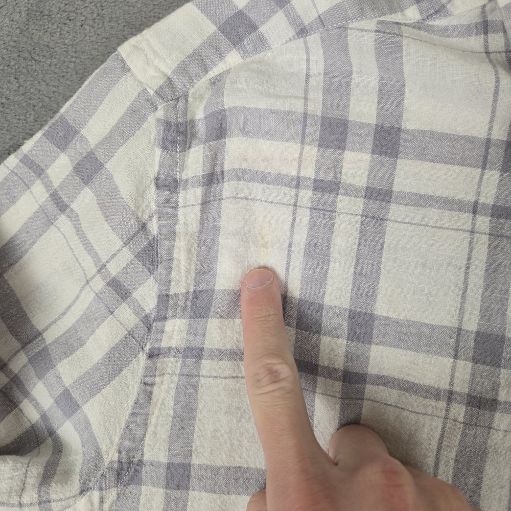 Victorinox shirt Mens Large Gray White Plaid Linen Blend Button Up Preppy Casual - Picture 8 of 10
